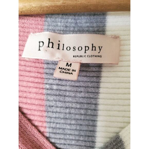 Philosophy Sweater Verticle Stripe Multicolor Knit Long Sleeve Pullover Womens M - Picture 6 of 8
